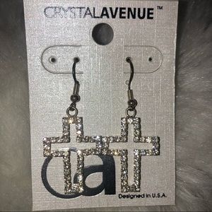 Crystal Avenue Diamond Cross Earrings